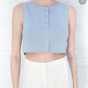 Light Blue Cropped Button Up Tank